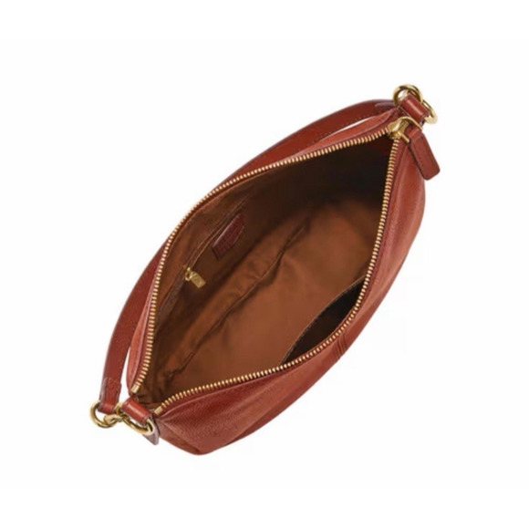 Fossil Jolie Leather Crossbody Bag Purse NWT Cayenne Brown Rust Pebbled - Picture 2 of 10